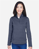 Devon & Jones DG798W Ladies' Newbury Mlange Fleece Quarter-Zip #color_NAVY HEATHER
