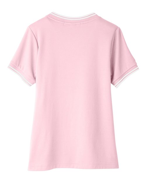 Devon & Jones DG20CW Ladies' CrownLux Performance Plaited Tipped V-Neck Polo #color_PINK/ WHITE
