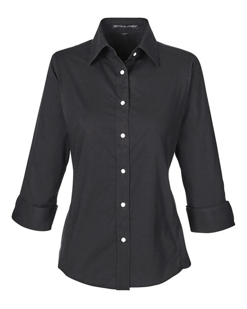 Devon & Jones DP625W Ladies' Perfect Fit 3/4-Sleeve Stretch Poplin Blouse #color_BLACK