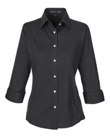 Devon & Jones DP625W Ladies' Perfect Fit 3/4-Sleeve Stretch Poplin Blouse #color_BLACK