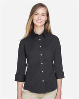 Devon & Jones DP625W Ladies' Perfect Fit 3/4-Sleeve Stretch Poplin Blouse #color_BLACK