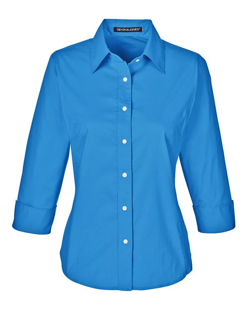 Devon & Jones DP625W Ladies' Perfect Fit 3/4-Sleeve Stretch Poplin Blouse #color_FRENCH BLUE
