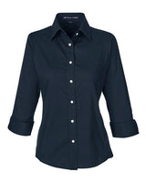 Devon & Jones DP625W Ladies' Perfect Fit 3/4-Sleeve Stretch Poplin Blouse #color_NAVY
