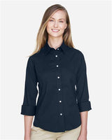 Devon & Jones DP625W Ladies' Perfect Fit 3/4-Sleeve Stretch Poplin Blouse #color_NAVY