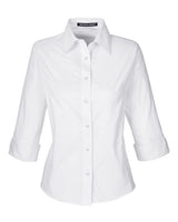 Devon & Jones DP625W Ladies' Perfect Fit 3/4-Sleeve Stretch Poplin Blouse #color_WHITE