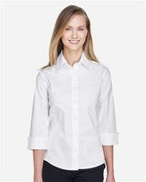 Devon & Jones DP625W Ladies' Perfect Fit 3/4-Sleeve Stretch Poplin Blouse #color_WHITE