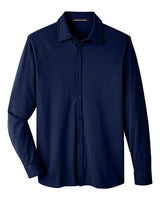Devon & Jones DG20Z Men's CrownLux Performance Plaited Button-Down Shirt #color_NAVY