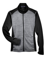 Devon & Jones DG796W Ladies' Newbury Colorblock Mlange Fleece Full-Zip #color_BLK HTH/ D GR HT