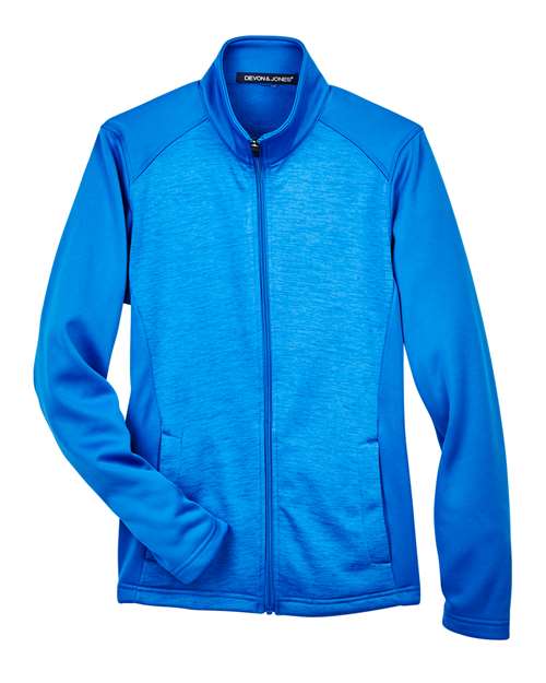 Devon & Jones DG796W Ladies' Newbury Colorblock Mlange Fleece Full-Zip #color_FRCH BL/ F BL HT