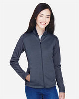 Devon & Jones DG796W Ladies' Newbury Colorblock Mlange Fleece Full-Zip #color_NAVY/ NAVY HTHR