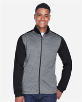 Devon & Jones DG796 Men's Newbury Colorblock Mlange Fleece Full-Zip #color_BLK HTH/ D GR HT