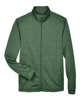Devon & Jones DG796 Men's Newbury Colorblock Mlange Fleece Full-Zip #color_FOREST/ FORST HT