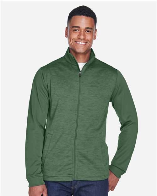 Devon & Jones DG796 Men's Newbury Colorblock Mlange Fleece Full-Zip #color_FOREST/ FORST HT