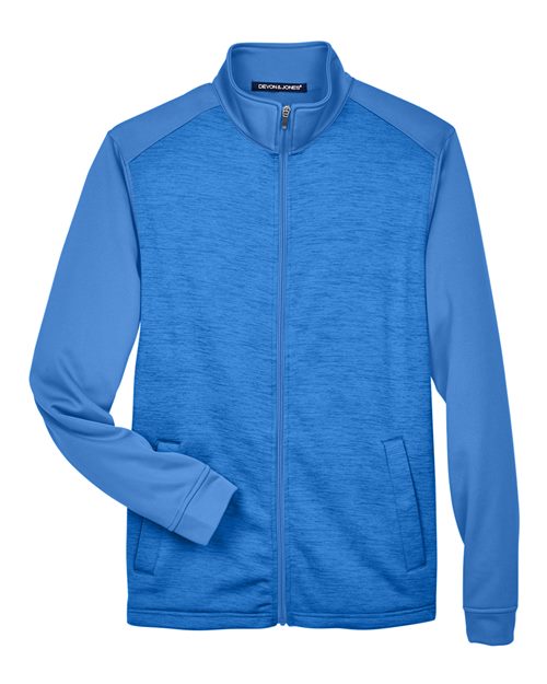 Devon & Jones DG796 Men's Newbury Colorblock Mlange Fleece Full-Zip #color_FRCH BL/ F BL HT