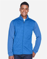 Devon & Jones DG796 Men's Newbury Colorblock Mlange Fleece Full-Zip #color_FRCH BL/ F BL HT