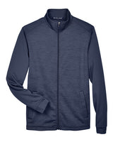 Devon & Jones DG796 Men's Newbury Colorblock Mlange Fleece Full-Zip #color_NAVY/ NAVY HTHR