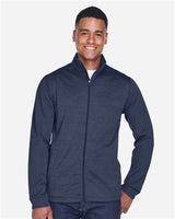 Devon & Jones DG796 Men's Newbury Colorblock Mlange Fleece Full-Zip #color_NAVY/ NAVY HTHR
