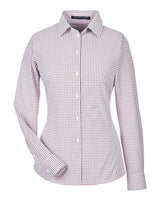 Devon & Jones DG540W CrownLux Performance Ladies' Micro Windowpane Shirt #color_BURGUNDY/ WHITE