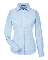 Devon & Jones DG540W CrownLux Performance Ladies' Micro Windowpane Shirt #color_FRENCH BLUE/ WHT