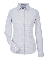 Devon & Jones DG540W CrownLux Performance Ladies' Micro Windowpane Shirt #color_NAVY/ WHITE