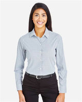 Devon & Jones DG540W CrownLux Performance Ladies' Micro Windowpane Shirt #color_NAVY/ WHITE