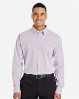 Devon & Jones DG540 CrownLux Performance Men's Micro Windowpane Shirt #color_BURGUNDY/ WHITE