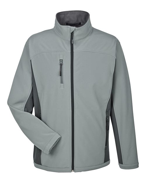 Devon & Jones D997 Men's Soft Shell Colorblock Jacket #color_CHARCL/ DK CHRCL