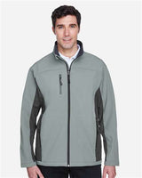 Devon & Jones D997 Men's Soft Shell Colorblock Jacket #color_CHARCL/ DK CHRCL
