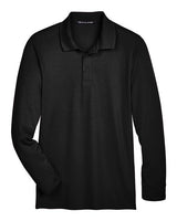 Devon & Jones DG20LT CrownLux Performance Men's Tall Plaited Long Sleeve Polo #color_BLACK