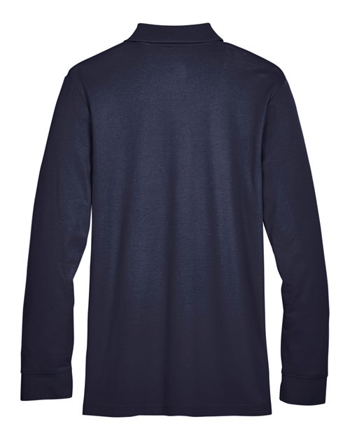 Devon & Jones DG20LT CrownLux Performance Men's Tall Plaited Long Sleeve Polo #color_NAVY