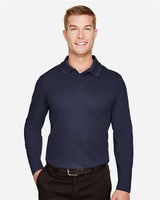 Devon & Jones DG20LT CrownLux Performance Men's Tall Plaited Long Sleeve Polo #color_NAVY
