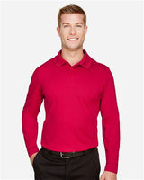 Devon & Jones DG20LT CrownLux Performance Men's Tall Plaited Long Sleeve Polo #color_RED