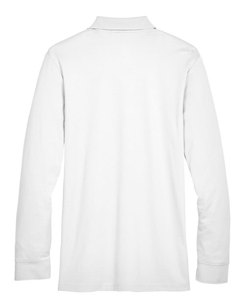 Devon & Jones DG20LT CrownLux Performance Men's Tall Plaited Long Sleeve Polo #color_WHITE