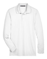 Devon & Jones DG20LT CrownLux Performance Men's Tall Plaited Long Sleeve Polo #color_WHITE