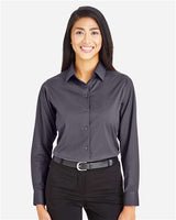 Devon & Jones DG535W CrownLux Performance Ladies' Tonal Mini Check Shirt #color_CARBON