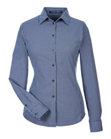 Devon & Jones DG535W CrownLux Performance Ladies' Tonal Mini Check Shirt #color_NAVY