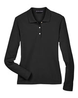 Devon & Jones D110W Ladies' Pima Piqu Long-Sleeve Polo #color_BLACK