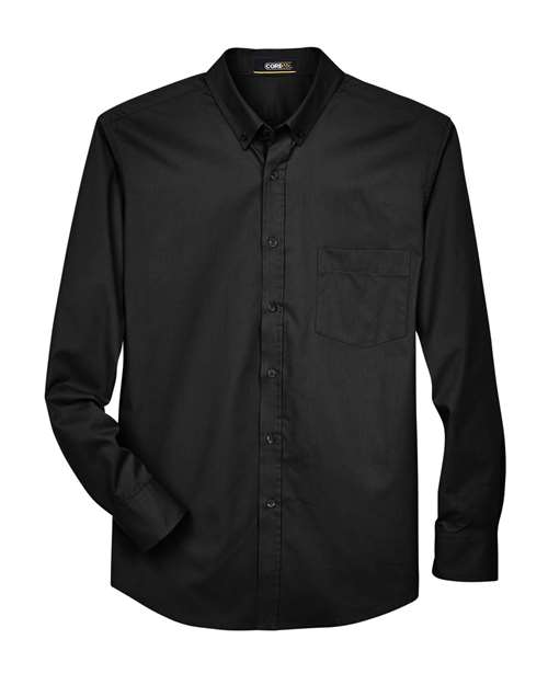 Core 365 88193T Men's Tall Operate Long-Sleeve Twill Shirt #color_BLACK