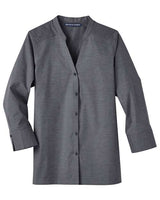 Devon & Jones DG562W Ladies' Crown Collection Stretch Pinpoint Chambray 3/4 Sleeve Blouse #color_BLACK