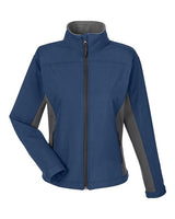 Devon & Jones D997W Ladies' Soft Shell Colorblock Jacket #color_NAVY/ DK CHRCOAL