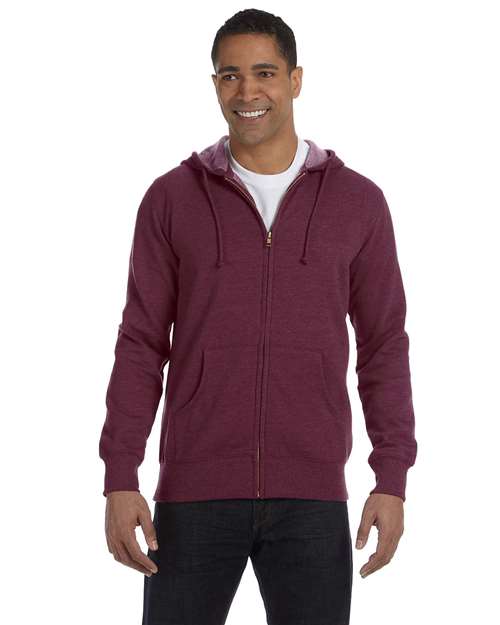 econscious EC5680 Men's Organic/Recycled Heathered Full-Zip Hooded Sweatshirt #color_BERRY