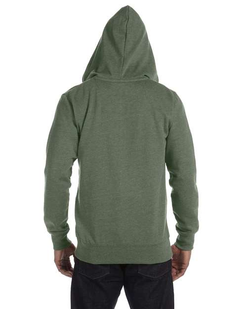 econscious EC5680 Men's Organic/Recycled Heathered Full-Zip Hooded Sweatshirt #color_MILITARY GREEN