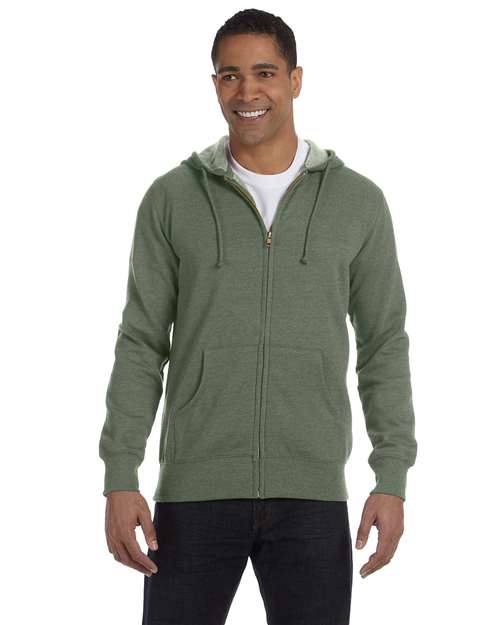 econscious EC5680 Men's Organic/Recycled Heathered Full-Zip Hooded Sweatshirt #color_MILITARY GREEN