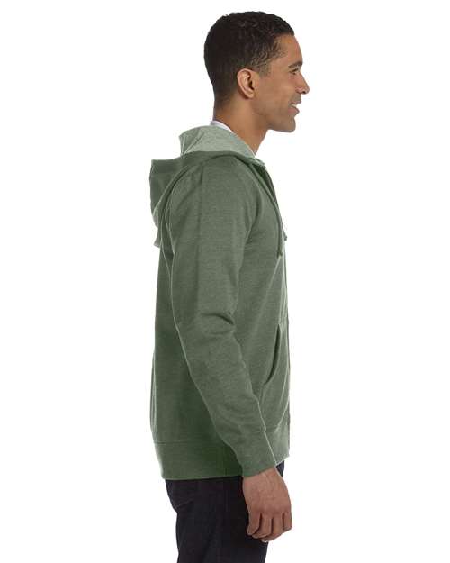 econscious EC5680 Men's Organic/Recycled Heathered Full-Zip Hooded Sweatshirt #color_MILITARY GREEN