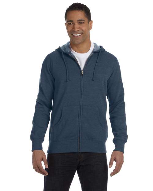 econscious EC5680 Men's Organic/Recycled Heathered Full-Zip Hooded Sweatshirt #color_WATER