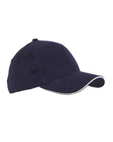 Big Accessories BX004 6-Panel Twill Sandwich Baseball Cap #color_NAVY/ STONE