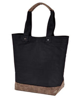 Authentic Pigment AP1921 Canvas Resort Tote #color_BLACK/ BROWN