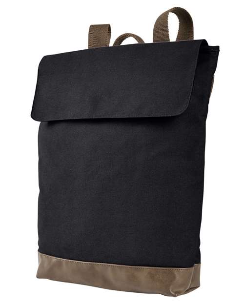 Authentic Pigment AP1922 Canvas Rucksack #color_BLACK/ BROWN