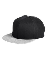 Big Accessories BA539 Flat Bill Sport Cap #color_BLACK/ HTHR GRAY