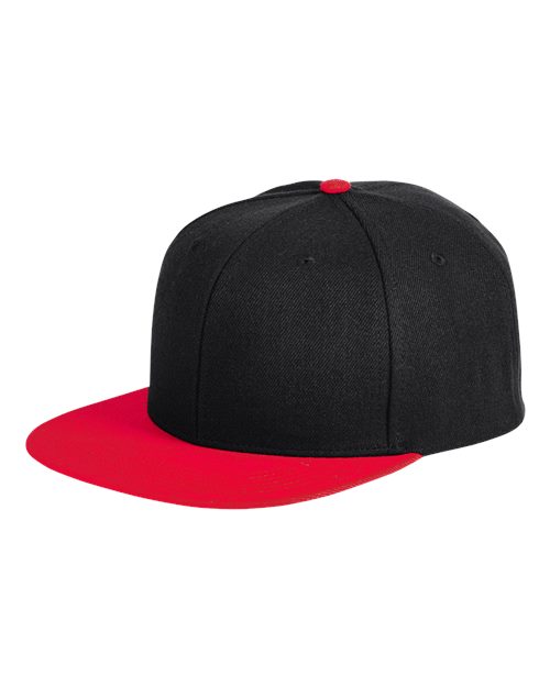 Big Accessories BA539 Flat Bill Sport Cap #color_BLACK/ RED